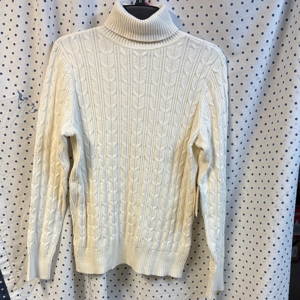 St. John's Bay Ivory Ribbed Turtleneck Sweater